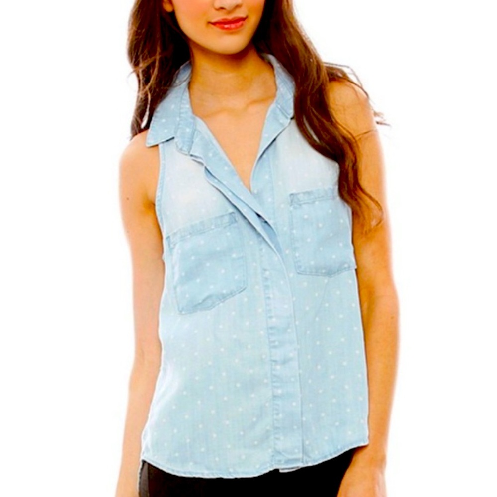 Bella Dahl Polka Dot Chambray Tank